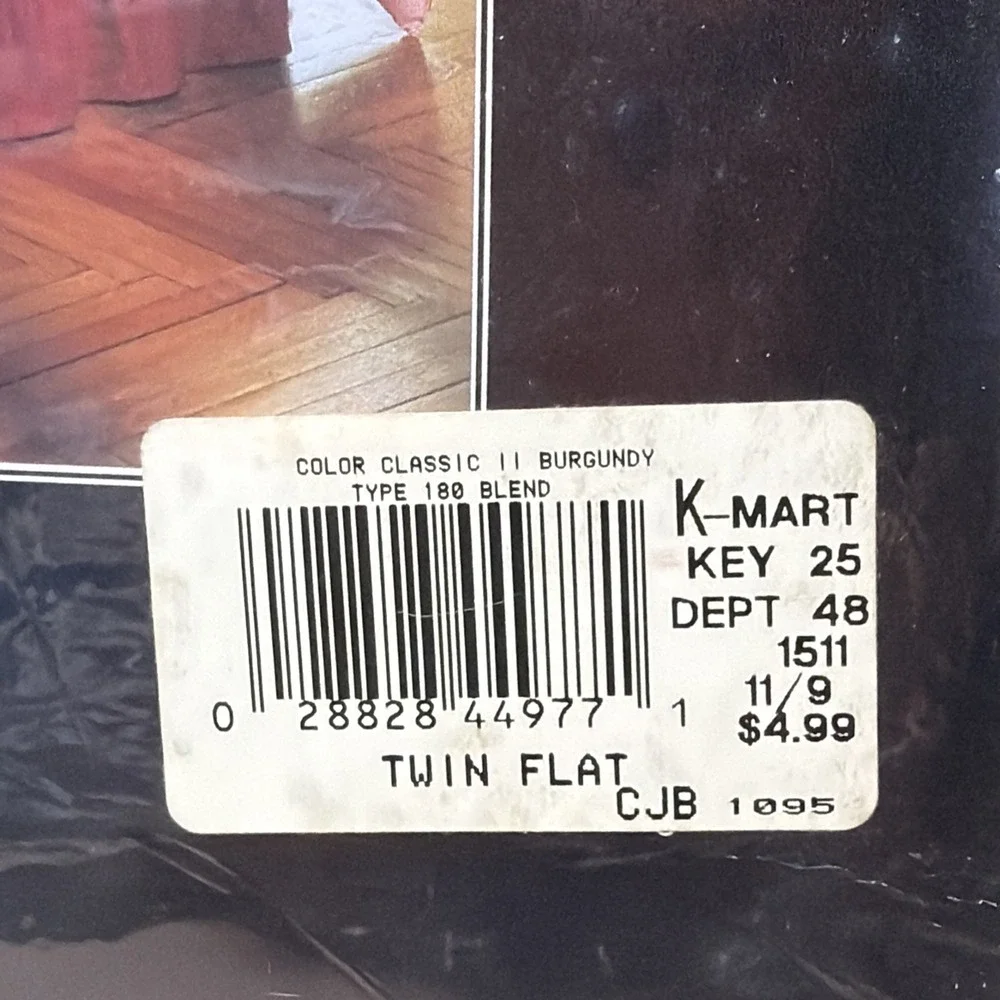 NEW Vintage Color Classics by Stevens Percale King Flat Sheet Burgundy Kmart